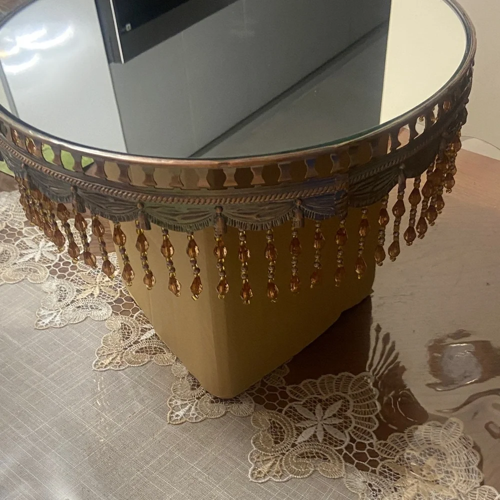 Elegant Copper Cake Stand with Beaded Accents - Picture 4 of 4